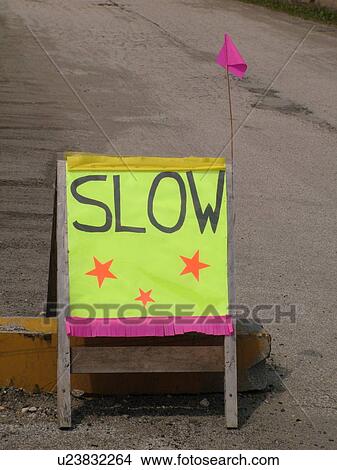 Hand-made slow sign View Large Photo Image Picture - Hand-made slow sign. Fotosearch