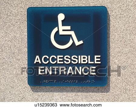 Stock Image -  handicap sign, handicap accessible entrance. Fotosearch