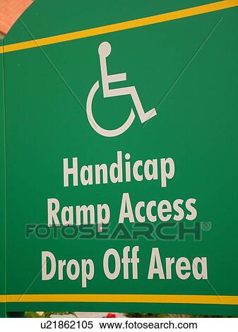 Stock Photography -  handicap sign, handicap ramp access, Drop Off Area, . Fotosearch