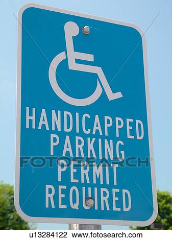 handicap sign, handicapped parking permit required View Large Photo Image Stock Image - handicap sign, handicapped parking permit required. Fotosearch