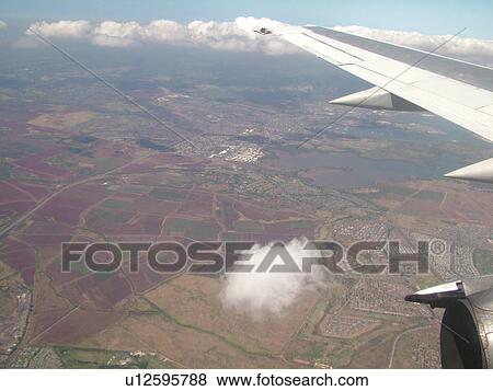 HI, Hawaii, Pacific Ocean, Aloha Airlines, Inter-Island flight, aerial of Western Oahu View Large Photo Image Stock Photo - HI, Hawaii, Pacific Ocean, Aloha Airlines, Inter-Island flight, aerial of Western Oahu. Fotosearch