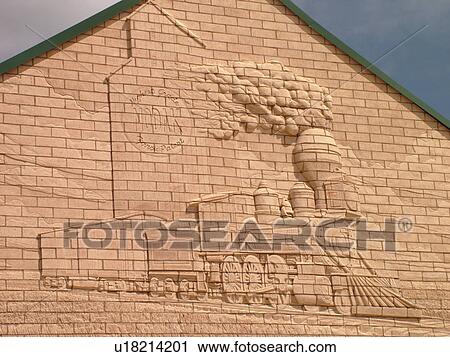 Hillsboro, ND, North Dakota, I-29 Visitor Center Rest Area, relief sculpture of train on building View Large Photo Image Stock Image - Hillsboro, ND, North Dakota, I-29 Visitor Center Rest Area, relief sculpture of train on building. Fotosearch