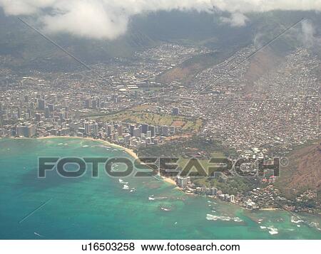 Honolulu, Diamond Head, Oahu, HI, Hawaii, aerial View Large Photo Image Stock Photo - Honolulu, Diamond Head, Oahu, HI, Hawaii, aerial. Fotosearch
