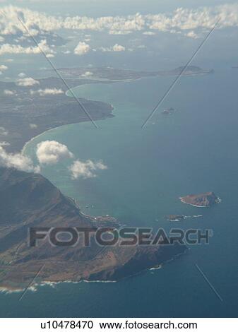 Stock Image -  Honolulu, Oahu, HI, Hawaii, aerial, eastern Oahu. Fotosearch
