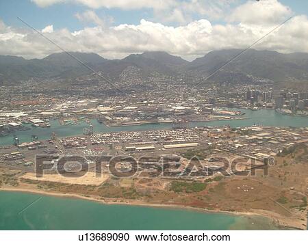Honolulu, Oahu, HI, Hawaii, aerial View Large Photo Image Stock Image - Honolulu, Oahu, HI, Hawaii, aerial. Fotosearch