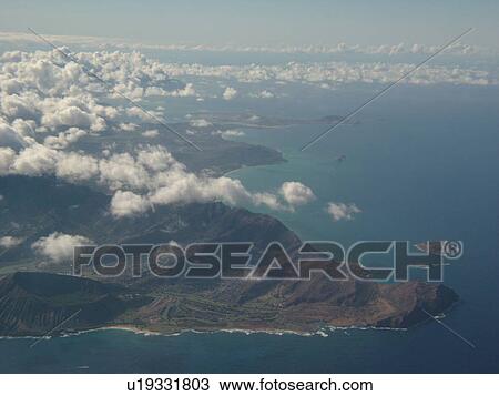 Stock Image -  Honolulu, Oahu, HI, Hawaii, aerial, eastern Oahu. Fotosearch