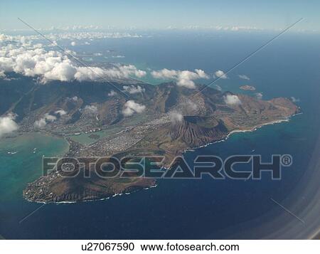 Stock Image -  Honolulu, Oahu, HI, Hawaii, aerial, eastern Oahu. Fotosearch