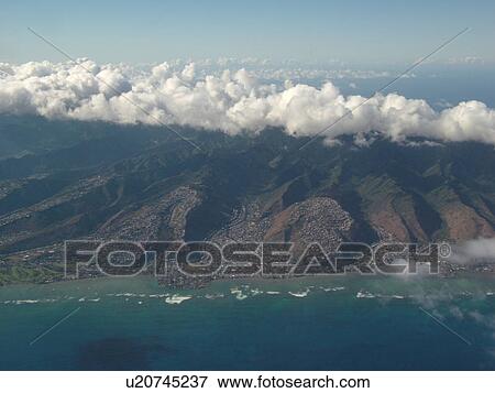 Stock Photo -  Honolulu, Oahu, HI, Hawaii, aerial, eastern Oahu. Fotosearch