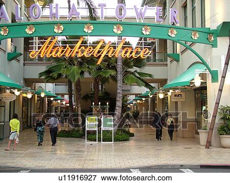Stock Photo -  Honolulu, Oahu, HI, Hawaii, Aloha Tower Marketplace. Fotosearch