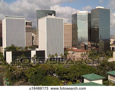 Honolulu, Oahu, HI, Hawaii, Downtown, skyline, high-rise buildings, aerial View Large Photo Image Stock Image - Honolulu, Oahu, HI, Hawaii, Downtown, skyline, high-rise buildings, aerial. Fotosearch