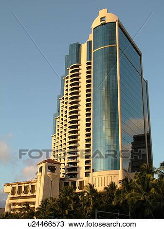 Stock Image -  Honolulu, Oahu, HI, Hawaii, Downtown, skyline, high-rise building. Fotosearch