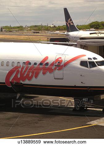Stock Photo -  Honolulu, Oahu, HI, Hawaii, Honolulu International airport, hub, Aloha Airlines. Fotosearch