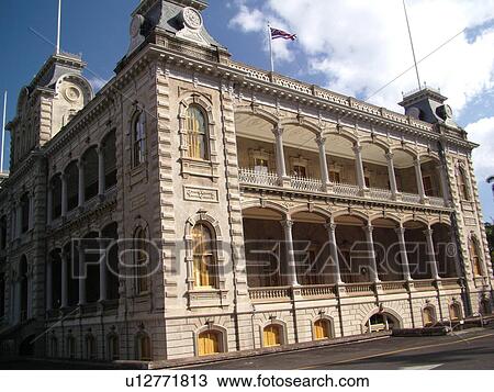 Stock Image -  Honolulu, Oahu, HI, Hawaii, Iolani Palace State Monument, only official royal residence in the USA. Fotosearch
