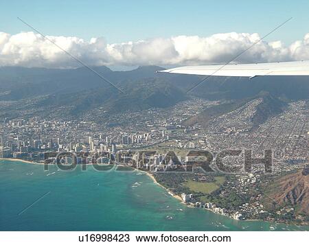 Honolulu, Waikiki, Oahu, HI, Hawaii, aerial View Large Photo Image Stock Image - Honolulu, Waikiki, Oahu, HI, Hawaii, aerial. Fotosearch