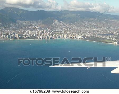 Honolulu, Waikiki, Oahu, HI, Hawaii, aerial View Large Photo Image Stock Photo - Honolulu, Waikiki, Oahu, HI, Hawaii, aerial. Fotosearch