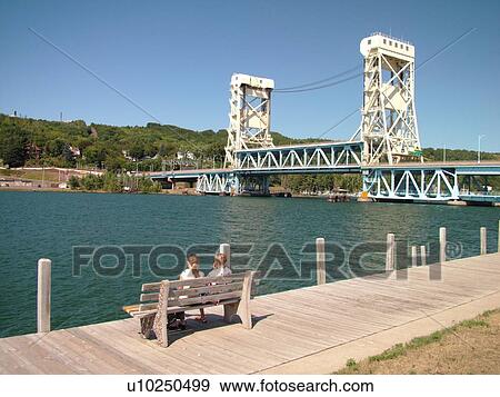 Houghton/Hancock, MI, Michigan, Portage Lift Bridge, Portage Lake View Large Photo Image Stock Photo - Houghton/Hancock, MI, Michigan, Portage Lift Bridge, Portage Lake. Fotosearch