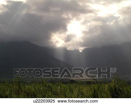 Stock Photography -  Ioa Valley, Maui, HI, Hawaii, West Maui Mountains, sunset. Fotosearch