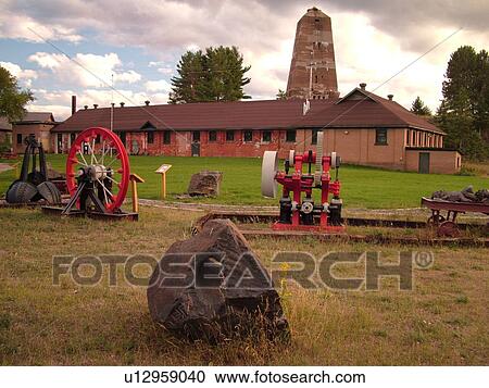 Stock Image -  Ishpeming, MI, Michigan, Cliffs Shaft Museum, iron ore mining equipment. Fotosearch
