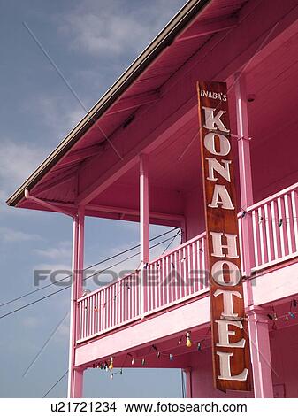 Picture -  Kailua-Kona, Big Island, Island of Hawaii, HI, Hawaii, Kona Coast, Leeward, West Coast, Holualoa, Historic Kona Hotel. Fotosearch