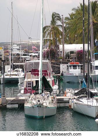Stock Photo -  Kailua-Kona, Big Island, Island of Hawaii, HI, Hawaii, Honokohau Harbor, marina. Fotosearch