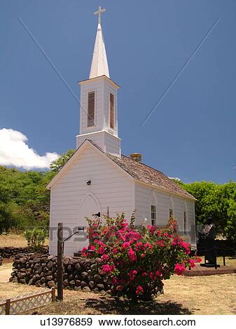 Stock Photo -  Kamalo, Molokai, HI, Hawaii, East Molokai, St. Joseph Church, one room wooden church, Father Damien. Fotosearch