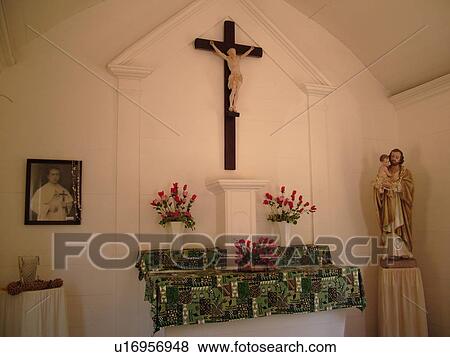 Stock Photo -  Kamalo, Molokai, HI, Hawaii, East Molokai, St. Joseph Church, one room wooden church, Father Damien. Fotosearch