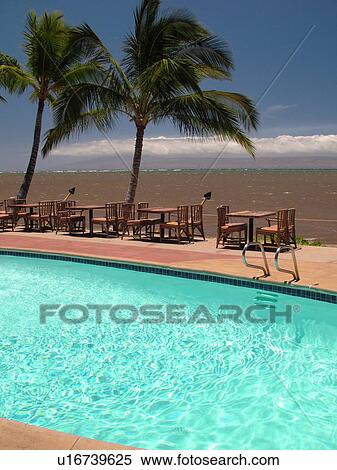 Stock Photography -  Kaunakakai, Molokai, HI, Hawaii, Hotel Molokai, swimming pool. Fotosearch