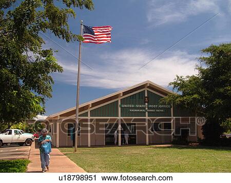 Stock Image -  Kaunakakai, Molokai, HI, Hawaii, downtown, United States Post Office. Fotosearch