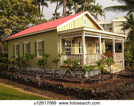 Stock Photo -  Keauhou, Big Island, Island of Hawaii, HI, Hawaii, Kona Coast, Summer Beach House of King Kalakaua. Fotosearch