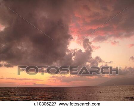 Stock Photo -  Kihei, Maui, HI, Hawaii, Leeward Coast, Maalaea Bay, Kamaloe, Kamaloe Beach, Southwestern Coast, sunset. Fotosearch