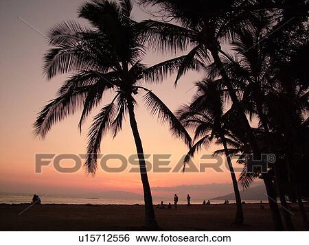 Stock Photograph -  Kihei, Maui, HI, Hawaii, Leeward Coast, Maalaea Bay, Kamaloe, Kamaloe beach, sunset, Southwestern Coast. Fotosearch