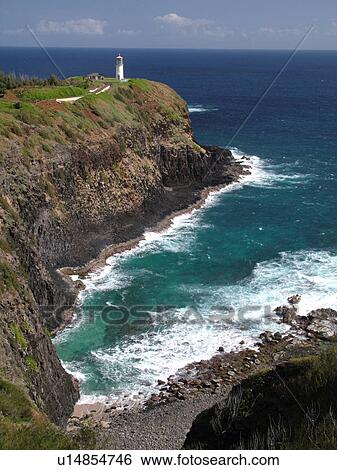 Stock Photograph -  Kilauea, Kauai, HI, Hawaii, North shore, Kilauea Point, Kilauea Lighthouse National Wildlife Refuge. Fotosearch
