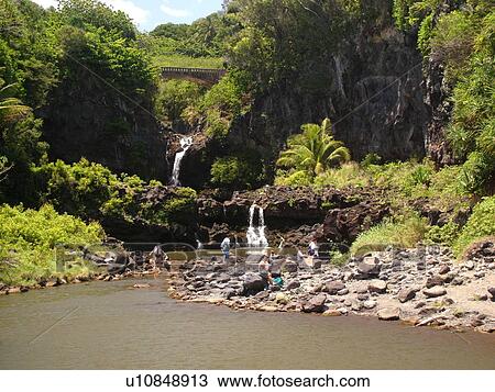Stock Image -  Kipahulu, Piilani Highway, Maui, HI, Hawaii, Hana Coast, East Maui, North Shore, Haleakala National Park, Oheo Gulch, Seven Pools. Fotosearch