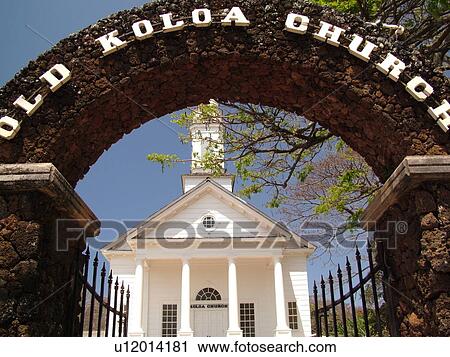 Stock Image -  Koloa, Kauai, HI, Hawaii, South Shore, Old Koloa Church. Fotosearch