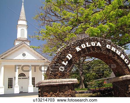 Stock Image -  Koloa, Kauai, HI, Hawaii, South Shore, Old Koloa Church. Fotosearch
