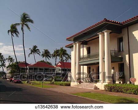 Stock Photo -  Lahaina, Maui, HI, Hawaii, The Old Lahaina Courthouse ca. 1859. Fotosearch