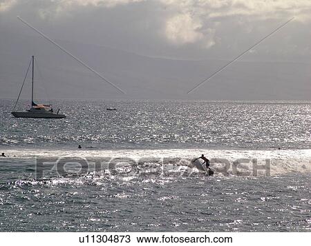 Stock Image -  Lahaina, Maui, HI, Hawaii, West Maui, Lahaina Harbor, Auau Channel. Fotosearch