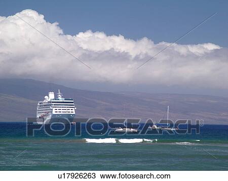 Stock Image -  Lahaina, Maui, HI, Hawaii, West Maui, Auau Channel, cruise ship. Fotosearch