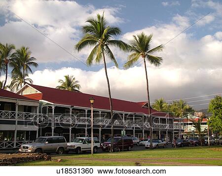 Stock Image -  Lahaina, Maui, HI, Hawaii, West Maui, Historic Downtown, Pioneer Inn. Fotosearch