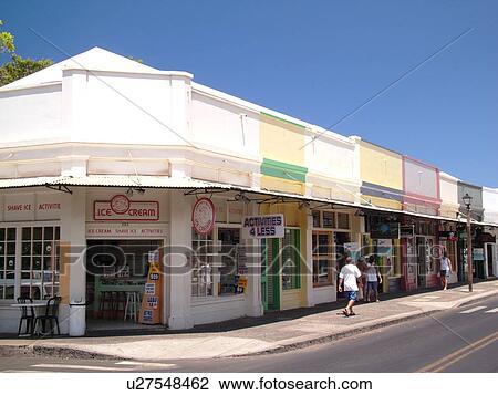 Stock Image -  Lahaina, Maui, HI, Hawaii, West Maui, Historic Downtown, Front Street. Fotosearch
