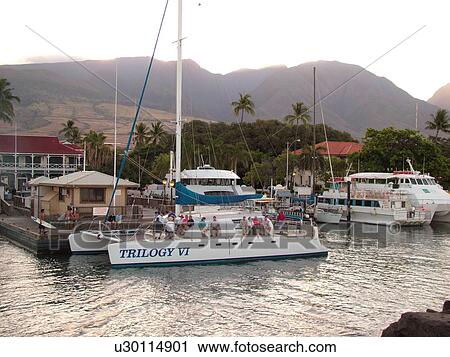 Stock Image -  Lahaina, Maui, HI, Hawaii, West Maui, Lahaina Harbor, marina. Fotosearch
