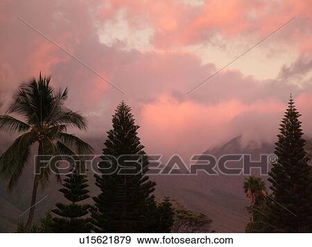 Stock Photo -  Lahaina, Maui, HI, Hawaii, West Maui, West Maui Mountains, sunset. Fotosearch