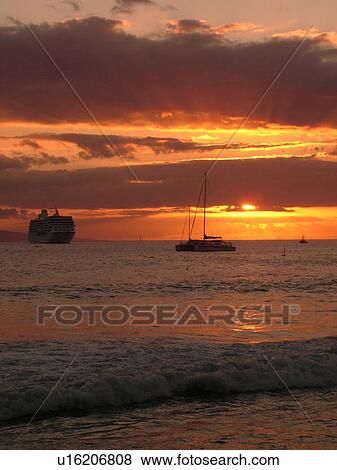 Lahaina, Maui, HI, Hawaii, West Maui, Lahaina Harbor, Auau Channel, sunset, cruise ship View Large Photo Image Stock Photo - Lahaina, Maui, HI, Hawaii, West Maui, Lahaina Harbor, Auau Channel, sunset, cruise ship. Fotosearch