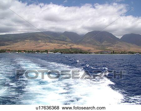 Stock Photo -  Lahaina, Maui, HI, Hawaii, West Maui, Auau Channel, West Maui Mountains. Fotosearch