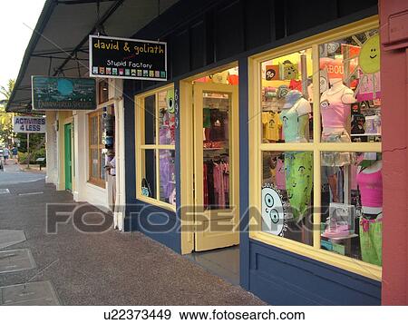 Stock Photo -  Lahaina, Maui, HI, Hawaii, West Maui, Historic Downtown, Front Street, shops. Fotosearch