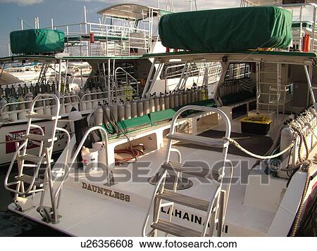Stock Photo -  Lahaina, Maui, HI, Hawaii, West Maui, Lahaina Harbor, marina, scuba diving boat. Fotosearch