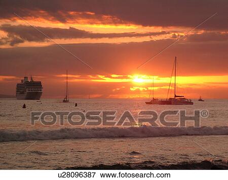Lahaina, Maui, HI, Hawaii, West Maui, Lahaina Harbor, Auau Channel, sunset, cruise ship View Large Photo Image Stock Photo - Lahaina, Maui, HI, Hawaii, West Maui, Lahaina Harbor, Auau Channel, sunset, cruise ship. Fotosearch