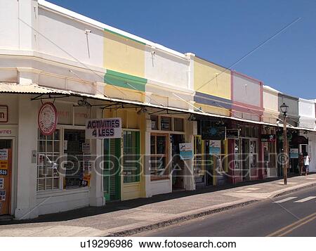 Stock Photograph -  Lahaina, Maui, HI, Hawaii, West Maui, Historic Downtown, Front Street. Fotosearch