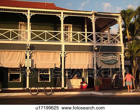 Stock Photography -  Lahaina, Maui, HI, Hawaii, West Maui, Historic Pioneer Inn. Fotosearch