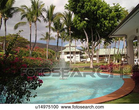 Stock Image -  Lanai, HI, Hawaii, Hulopoe Bay, Manele Bay Hotel. Fotosearch